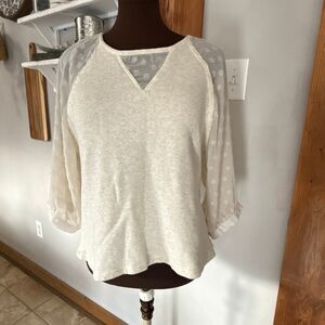 Anthropologie Hunter Dixon Swiss dot sheer sleeve blouse women’s size medium cre